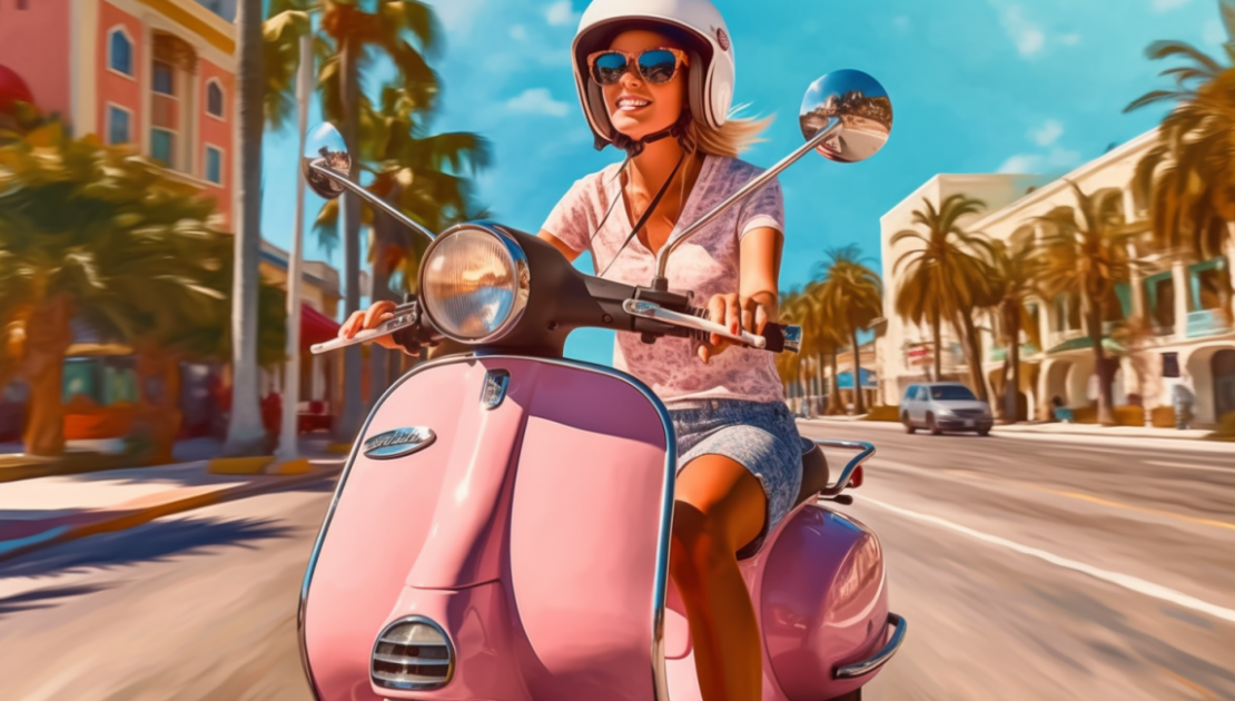 woman driving a motorcycle